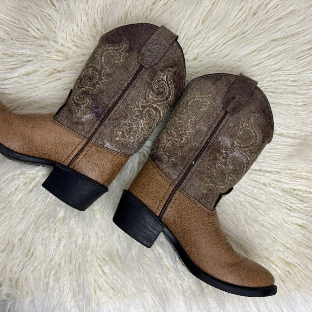 Old West Western  Cowboy / Cowgirl Boots - Unisex - Size 11  - Tan Vintage